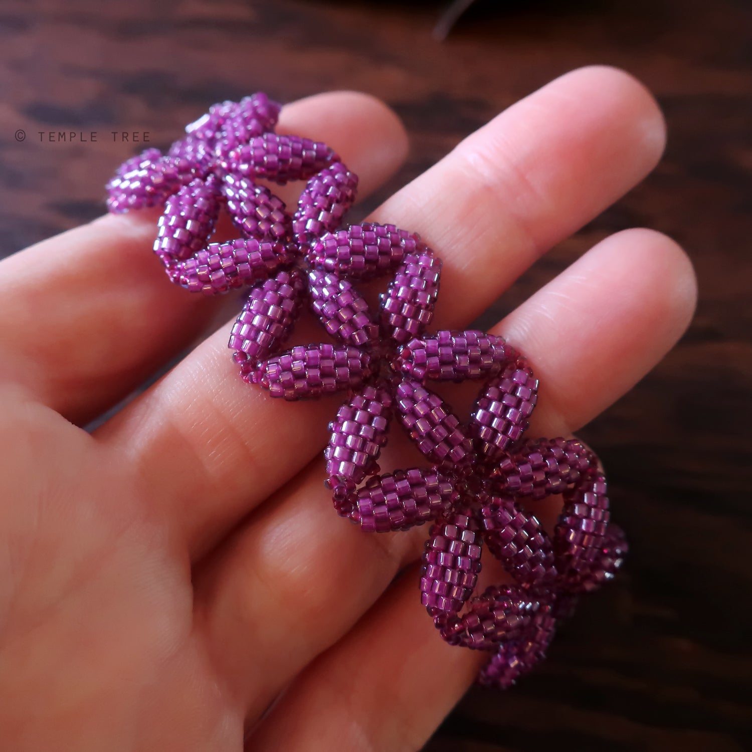Temple Tree Flower of Life Beaded Bracelet Style 2 - Ultraviolet