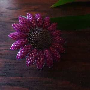 Heart in Hawaii Beaded Sunflower Brooch or Pendant - Violet Iris