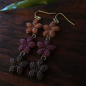 Heart in Hawaii Triple Plumeria Long Dangle Earrings - Warm Neutrals