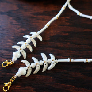 Temple Vine Beadwoven Bridal Mask Lanyard by Temple Tree - White and Gold