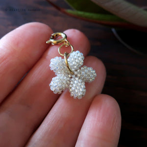 Heart in Hawaii Tiny Plumeria Flower Charm - White Satin