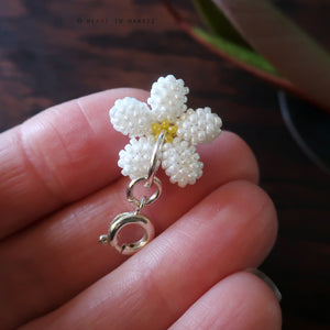 Heart in Hawaii - Tiny Beaded Plumeria Clasp Charm - Frangipani