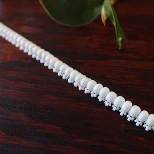 Temple Tree Boho Glass Bead Caterpillar Weave Bracelet - Opaque White