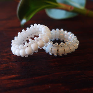 Temple Tree Bohemian Glass Bead Thumb Rings - White